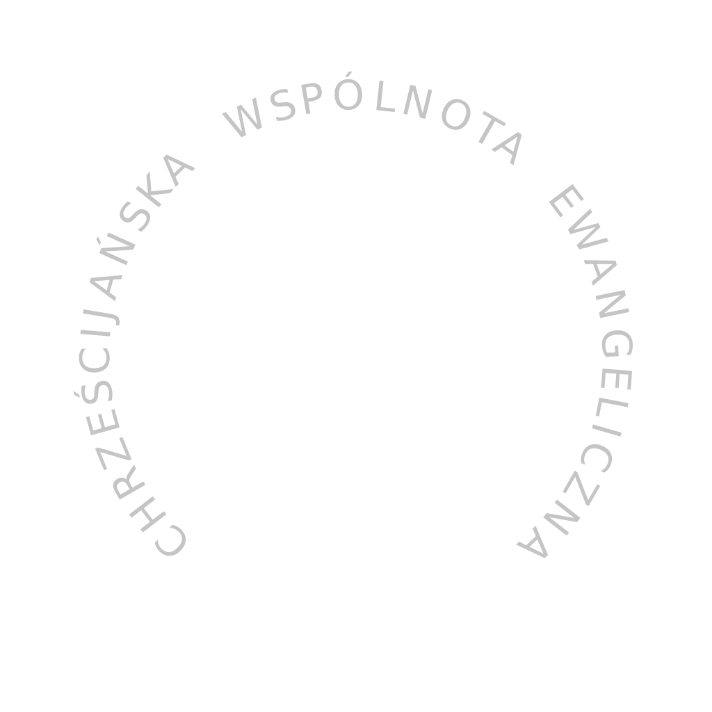 Logo kościoła z napisami w białym kolorze na czarnym tle.